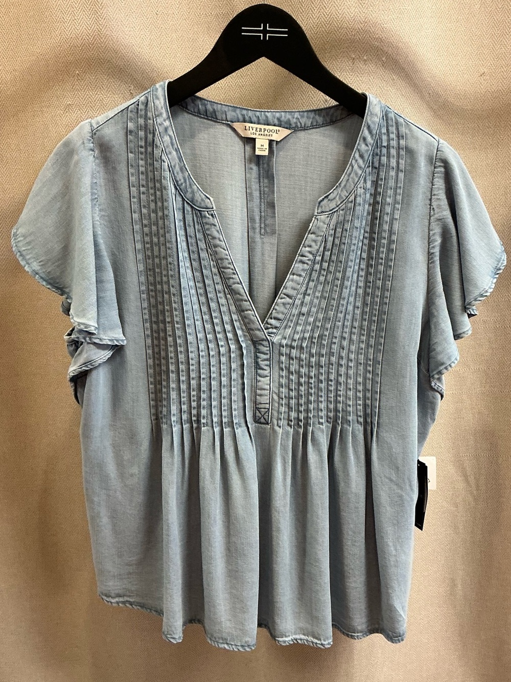 Liverpool Flutter Sleeve V-Neck Top
